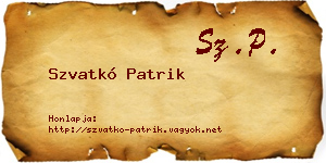 Szvatkó Patrik névjegykártya