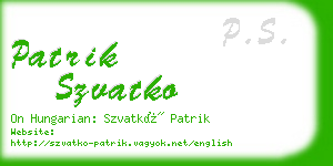 patrik szvatko business card